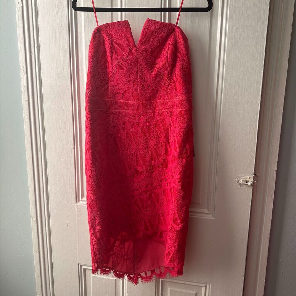 Nordstrom Bodycon Dress Womens Medium Rose Pink Laced Strapless Lace NWT